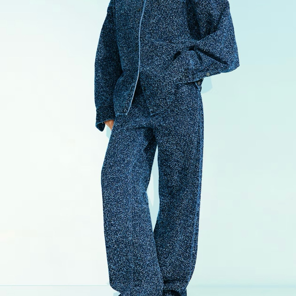 H&M Navy Oversized Boucle jeans